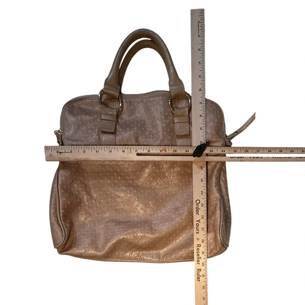 Laura Di Maggio Pebbled Leather Satchel‎ Purse Tan Gold Hardware Made in Italy